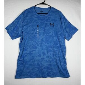 NWT Under Armour Shirt Men's XXL 2XL Blue ABC Camo Short Sleeve Loose Fit